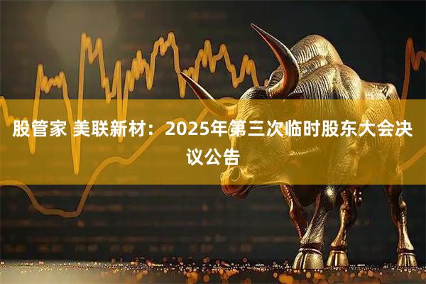 股管家 美联新材：2025年第三次临时股东大会决议公告