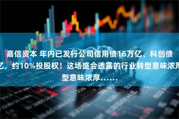 嘉信资本 年内已发行公司信用债16万亿、科创债18万亿，约10%投股权！这场盛会透露的行业转型意味浓厚……